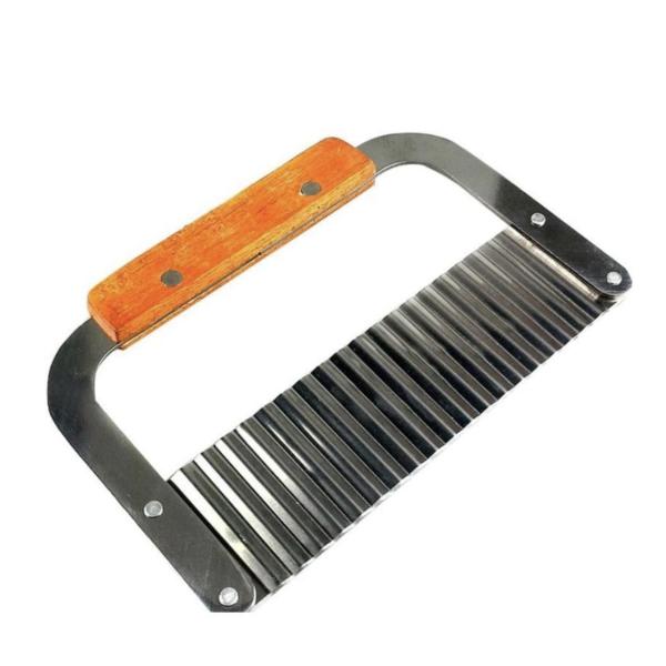 Stainless Steel Crinkle Potato Cutter – Wavy Blade French Fry Slicer with Ergonomic Handle for Vegetables & Fruits