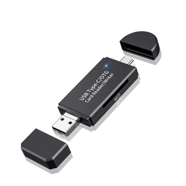 2-in-1 High-Speed SD 3.0 Memory Card Reader – USB-A & Type-C Portable Card Reader for SD/TF Cards
