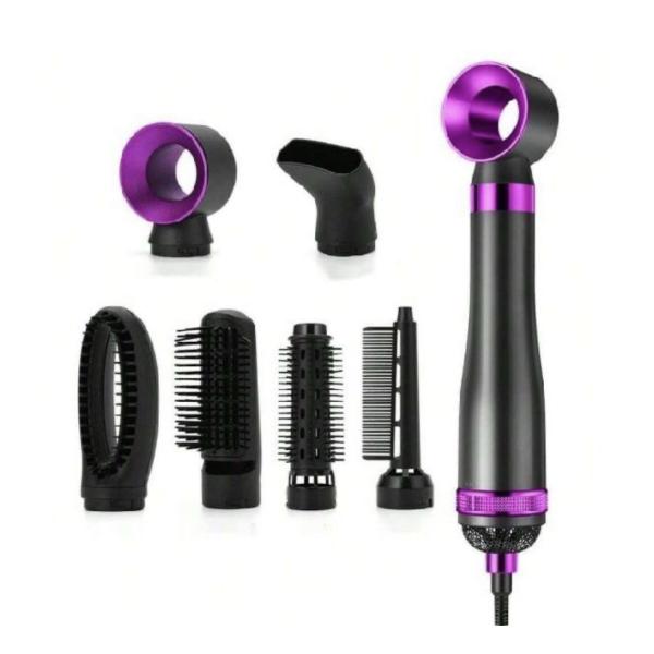 6-in-1 Multifunction Hair Dryer Styling Set – 220V – Hot Air Brush with Curling & Straightening Attachments