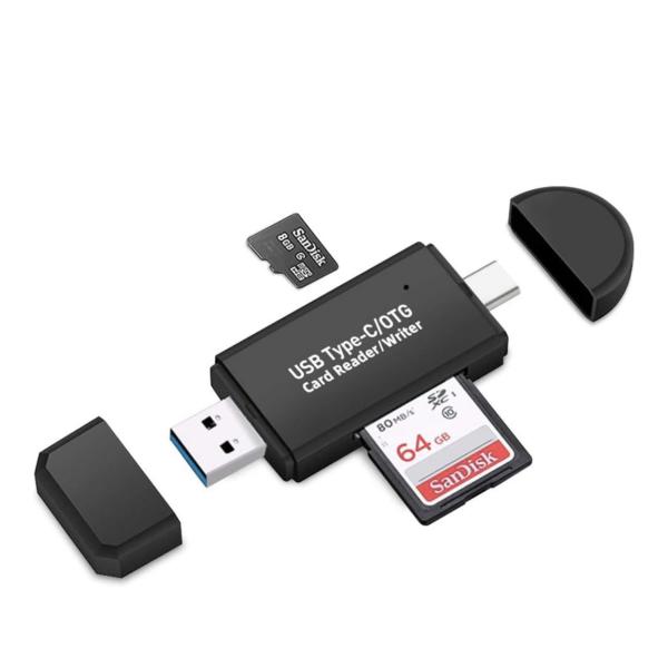 2-in-1 High-Speed SD 3.0 Memory Card Reader – USB-A & Type-C Portable Card Reader for SD/TF Cards