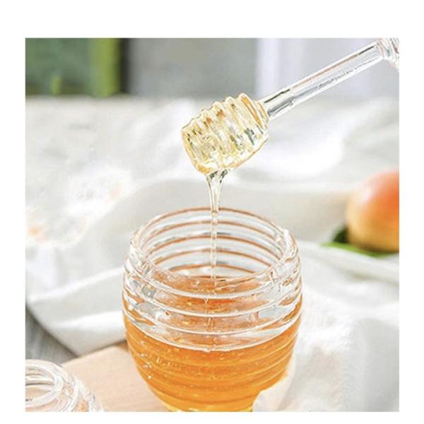 Clear Glass Honey Jar with Wooden Stirring Rod & Cork Lid – 380ml Hexagonal Honey Pot for Kitchen Storage – KT32088