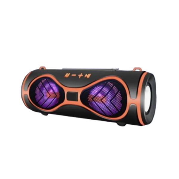 MMS-39 Dynamic Full Sound Wireless Portable Bluetooth Speaker – Black & Orange with RGB Lighting, FM Radio, and TF Card Support