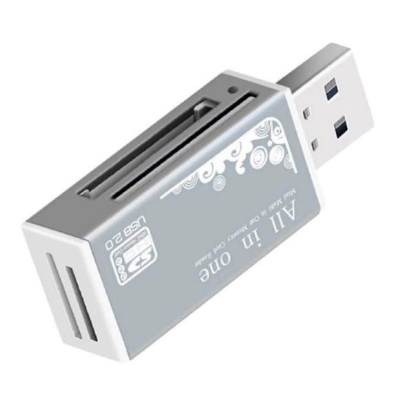 4-in-1 USB Memory Card Reader – SD, MicroSD, Pro Duo & M2 Card Support – High-Speed Portable Adapter for PC & Mobile