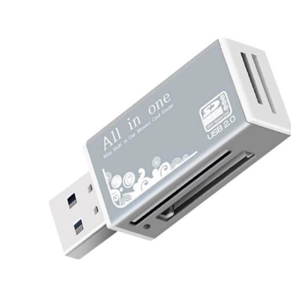 4-in-1 USB Memory Card Reader – SD, MicroSD, Pro Duo & M2 Card Support – High-Speed Portable Adapter for PC & Mobile