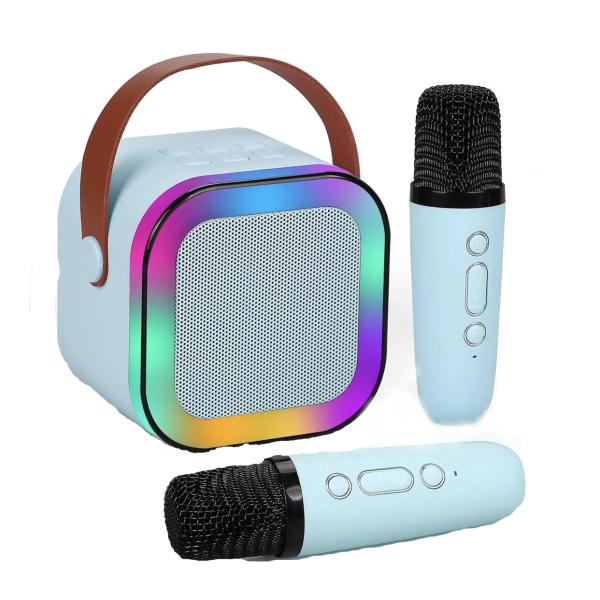 K12 Colourful Karaoke Sound System with Bluetooth, Voice Changer & Dual Wireless Microphones