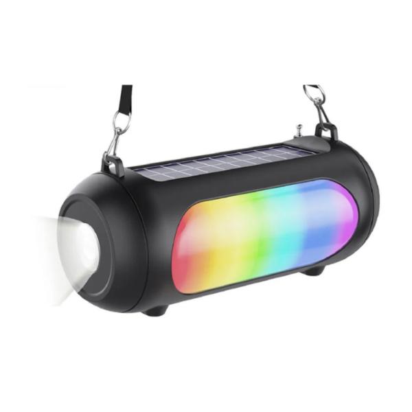 Solar-Powered Wireless Bluetooth Speaker with RGB Lights & Flashlight – Model BDL-165