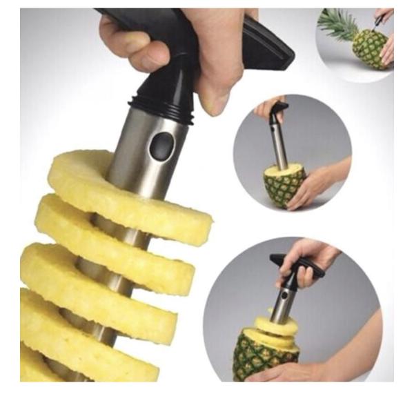 Stainless Steel Pineapple Peeler, Corer & Slicer – Quick & Easy Fruit Preparation Tool with Detachable Handle