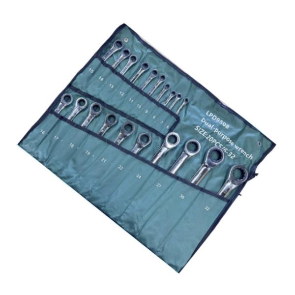 20‑Piece Ratcheting Combination Wrench Set – SAE & Metric Chrome Alloy Hand Tools