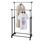 Adjustable Double Pole Telescopic Clothes Rail – Heavy-Duty Garment Rack with Wheels for Storage & Display