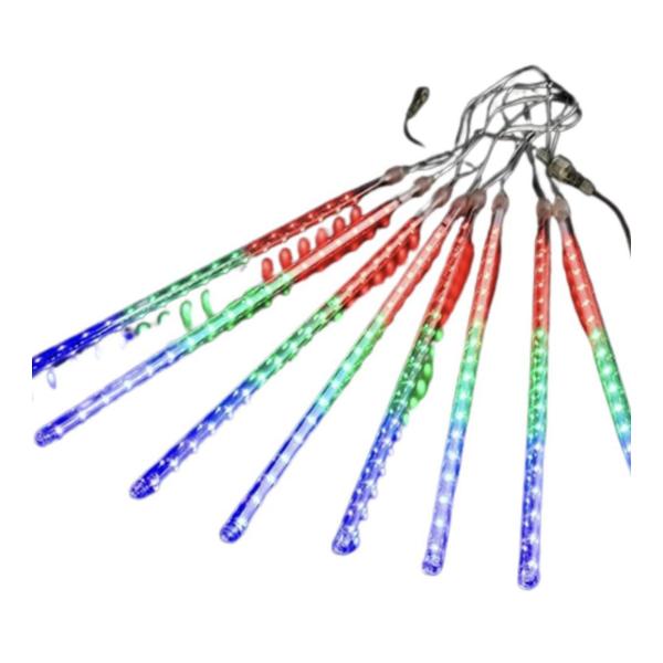 ZYF-130 SMD RGB Meteor Shower Light – 8-Tube Falling Rain LED Decoration with Color-Changing Effects
