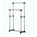 Adjustable Double Pole Telescopic Clothes Rail – Heavy-Duty Garment Rack with Wheels for Storage & Display