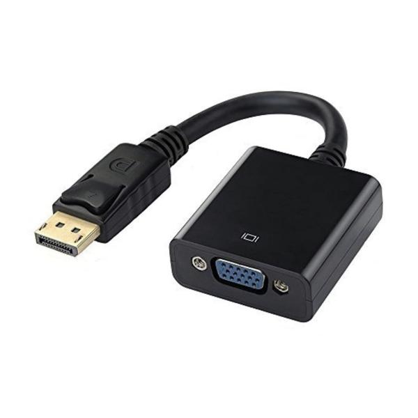 DisplayPort to VGA Adapter – Black – Full HD Video Converter for PC, Laptop & Monitor Compatibility