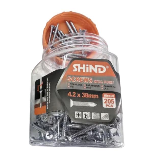 Shind 4.2x38mm Self-Drilling Screws – Pack of 205 | Zinc-Plated Steel | Hex Head | Ideal for Metal & Wood Applications