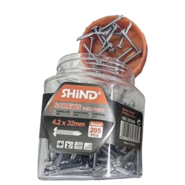 Shind 4.2 x 32mm Silver Self-Drilling Screws – 205-Pack | Durable Steel Fasteners for Metal & Wood Applications