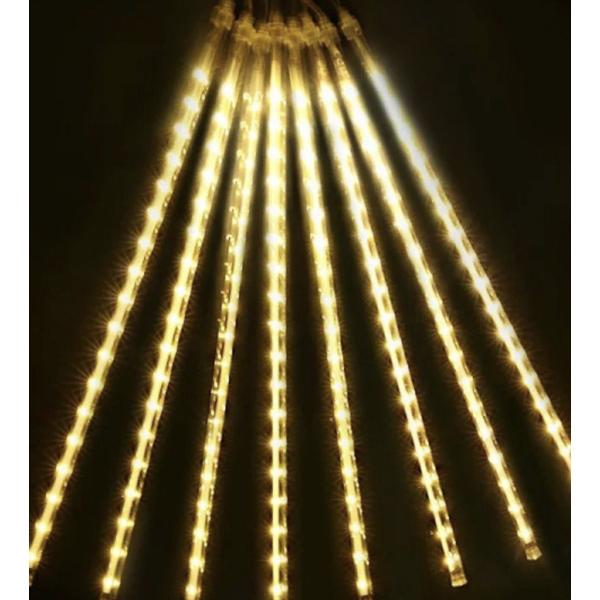 132 SMD Warm White Meteor Shower LED Light – 8-Tube Cascading Light Set for Indoor/Outdoor Decoration