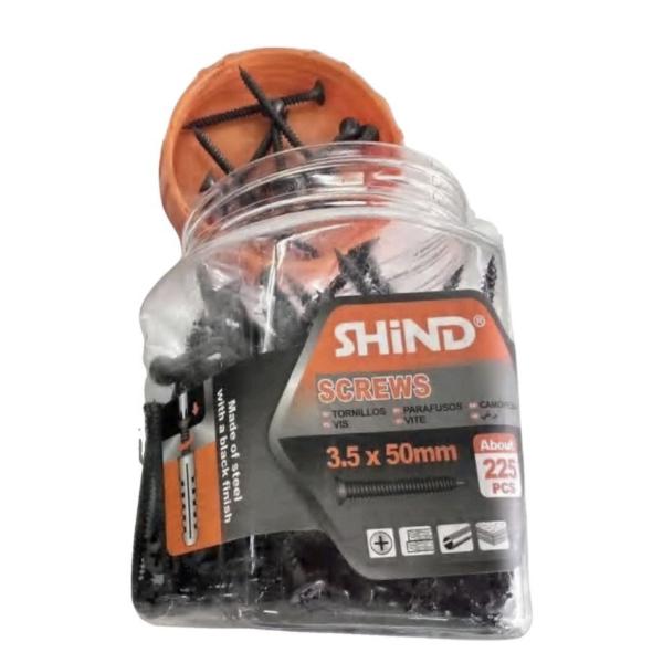 Shind Black 3.5 × 50 mm Steel Thread‑Rolling Screws – 225‑Piece Pack for Heavy‑Duty Fixing