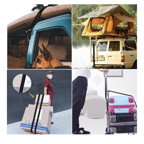 4‑Piece Adjustable Elastic Tie‑Down Straps – Heavy‑Duty Elastic Cargo Straps with Hooks, 12″–39″ Adjustable, UV‑Resistant