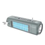 ZQS1351 Solar-Powered Bluetooth Speaker with LED Flashlight & FM Radio – Grey