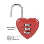 3‑Digit Red Heart‑Shaped Combination Padlock – Zinc Alloy, 3 mm Shackle, Resettable Code