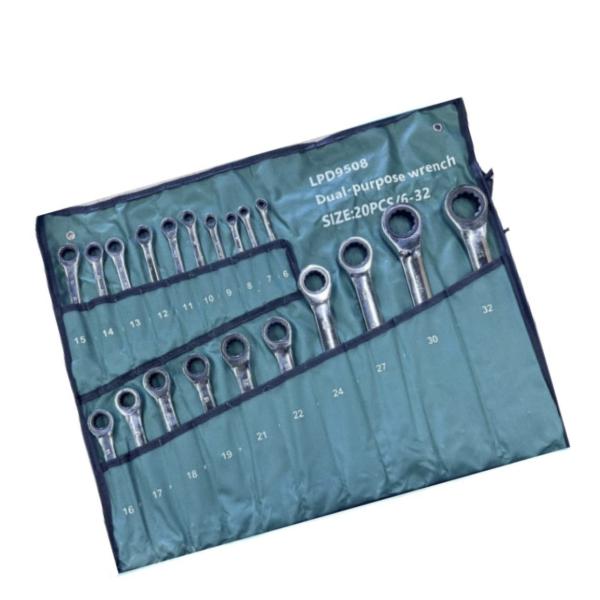 20‑Piece Ratcheting Combination Wrench Set – SAE & Metric Chrome Alloy Hand Tools