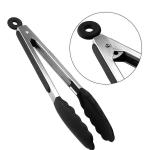 Premium 27 cm Stainless Steel Tongs with Silicone Tips & Locking Teardrop – Heat‑Resistant Kitchen & BBQ Tool