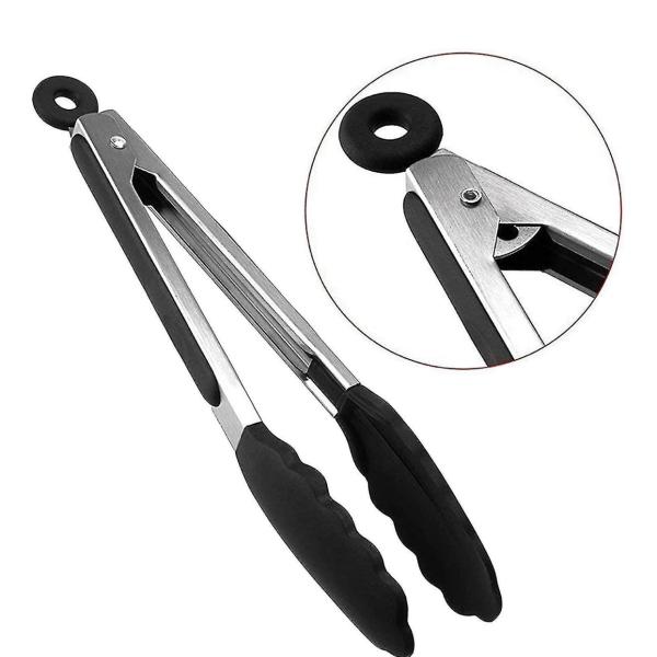 Premium 27 cm Stainless Steel Tongs with Silicone Tips & Locking Teardrop – Heat‑Resistant Kitchen & BBQ Tool