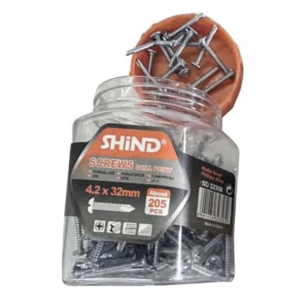 Shind 4.2 x 32mm Silver Self-Drilling Screws with Drill Point – 205-Pack