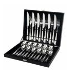 Premium 24-Piece Stainless Steel Cutlery Set in Elegant Black Storage Case – Dinnerware for 6 People