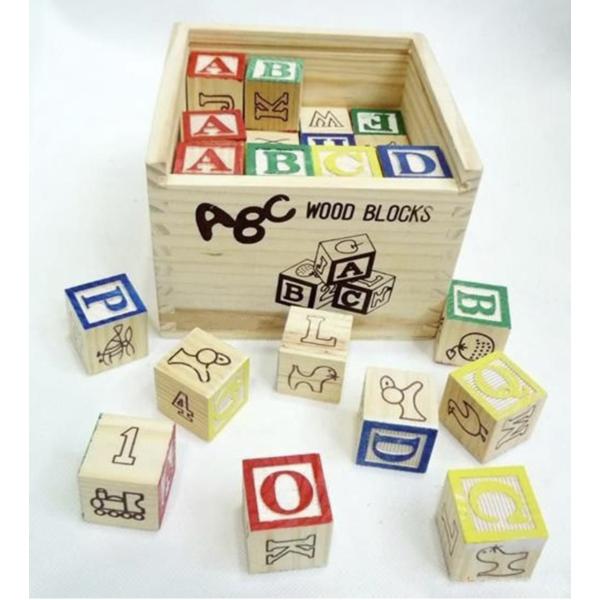 27-Piece Educational ABC Wooden Blocks Set with Storage Box – Alphabet & Number Learning Toy for Toddlers & Kids